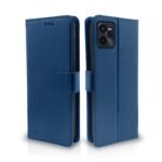 Realme C35 Flip Cover | PU Leather Finish | 360 Protection | Wallet & Stand | Strong Magnetic Flip Case for Realme C35 (Blue)