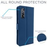 Realme 7 Flip Case Leather Finish | Inside TPU with Card Pockets | Wallet Stand and Shock Proof | Magnetic Closing | Complete Protection Flip Cover for Realme 7 (Blue)