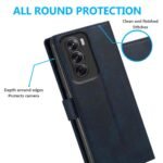Flip Back Case for Oppo Reno 12 Pro 5G | Genuine Leather Finish | Designer Button | Inbuilt Pockets & Stand | Flip Cover Back Case for Oppo Reno 12 Pro 5G (Blue)