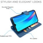 Realme 3 Pro Flip Cover Leather Finish | Inside TPU with Card Pockets | Wallet Stand and Shock Proof | Complete Protection Flip Case (Blue)