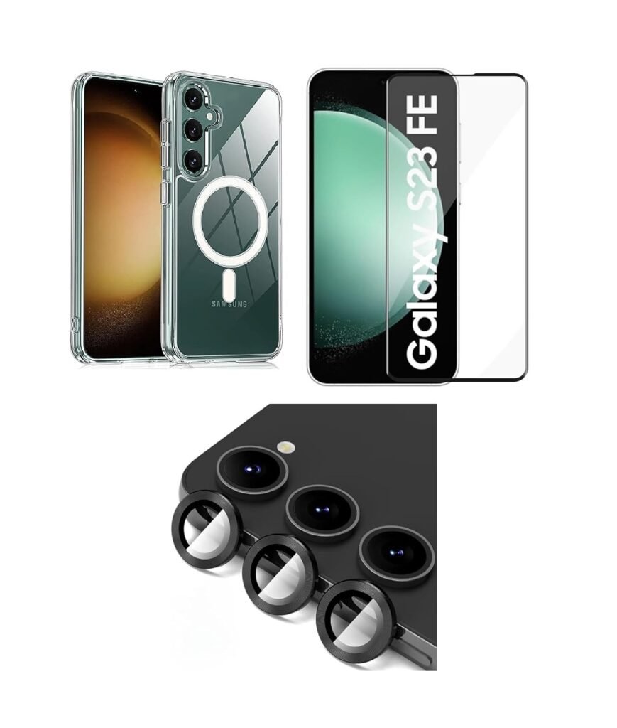 3 in 1 Combo Pack for Samsung Galaxy S23 FE 5G – MagSafe_Clear Cover (Back Cover + Camera Lens Protector + Tempered Glass)