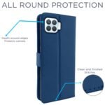 Oppo F17 Pro Flip Case Leather Finish | Inside TPU with Card Pockets | Wallet Stand and Shock Proof | Magnetic Closing | Complete Protection Flip Cover for Oppo F17 Pro (Blue)