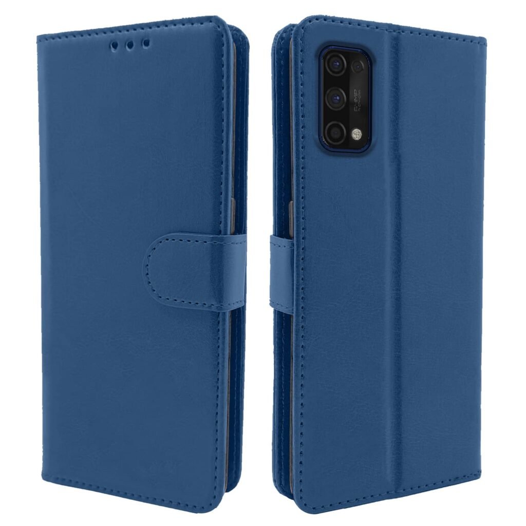 Realme 7 Pro Flip Case Leather Finish | Inside TPU with Card Pockets | Wallet Stand and Shock Proof | Magnetic Closing | Complete Protection Flip Cover for Realme 7 Pro (Blue) Realme 7 Pro Flip Case Leather Finish | Inside TPU with Card Pockets | Wallet Stand and Shock Proof | Magnetic Closing | Complete Protection Flip Cover for Realme 7 Pro (Blue)
