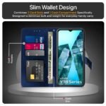 Shock Proof Flip Cover Back Case Cover for iQOO Z9 Lite 5G | Vivo T3 Lite 5G | Vivo Y18 | Y18e | Y03 (Flexible | Leather Finish | Card Pockets Wallet & Stand | Blue)
