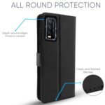 Vivo Y12s / Y20 / Y20i / Y20G Flip Case Leather Finish | Inside TPU with Card Pockets | Wallet Stand and Shock Proof | Magnetic Closing | Complete Protection Flip Cover (Black)