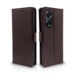 Oppo F23 5G Flip Cover Leather Finish | Inside TPU with Card Pockets | Wallet Stand and Shock Proof | Complete Protection Flip Case (Coffee)
