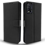 Vivo Y12s / Y20 / Y20i / Y20G Flip Case Leather Finish | Inside TPU with Card Pockets | Wallet Stand and Shock Proof | Magnetic Closing | Complete Protection Flip Cover (Black)