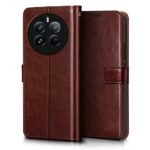 Shock Proof Flip Cover Back Case Cover for Realme 12 Pro 5G | Realme 12 Pro Plus 5G | P1 Pro 5G (Flexible | Leather Finish | Card Pockets Wallet & Stand | Brown)