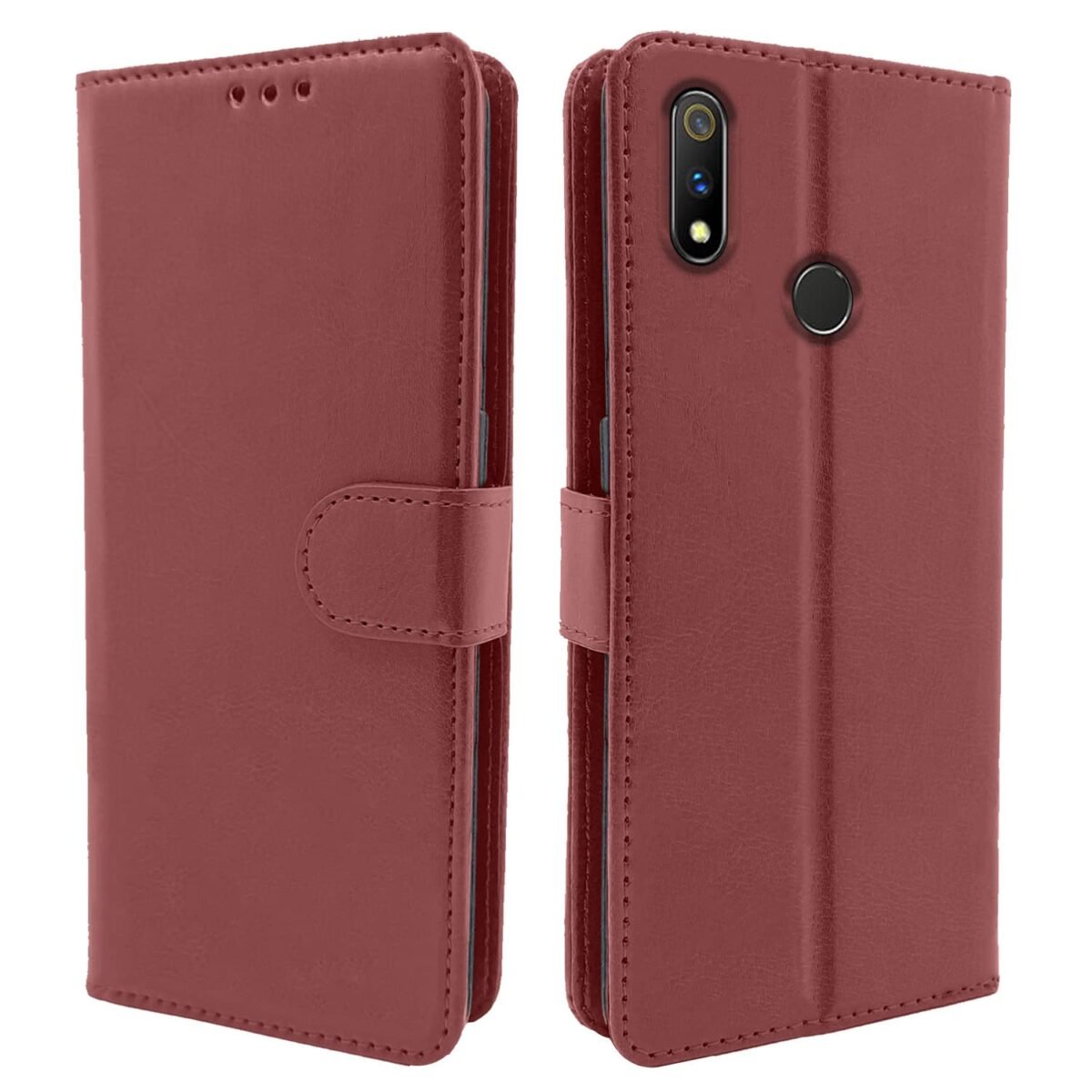 Flip Cover Leather Finish | Inside TPU with Card Pockets | Complete Protection Button Flip for Realme Narzo 70x 5G / N65 / Realme 13/12/12X 5G/C65 (Blue)