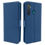 Realme 5 Pro Flip Case Leather Finish | Inside TPU with Card Pockets | Wallet Stand and Shock Proof | Magnetic Closing | Complete Protection Flip Cover for Realme 5 Pro (Blue)