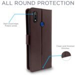 Realme 3 Pro Flip Cover Leather Finish | Inside TPU with Card Pockets | Wallet Stand and Shock Proof | Complete Protection Flip Case (Coffee)