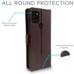 Samsung Galaxy A21s Flip Case Leather Finish | Inside TPU with Card Pockets | Wallet Stand and Shock Proof | Magnetic Closing | Complete Protection Flip Cover for Samsung Galaxy A21s (Coffee)