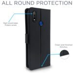 Realme 3 Pro Flip Cover Leather Finish | Inside TPU with Card Pockets | Wallet Stand and Shock Proof | Complete Protection Flip Case (Black)
