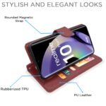 Realme 10 Pro Plus 5G Flip Cover Leather Finish | Inside TPU with Card Pockets | Wallet Stand and Shock Proof | Complete Protection Flip Case (Brown)