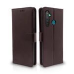 Realme 5 Pro Flip Case Leather Finish | Inside TPU with Card Pockets | Wallet Stand and Shock Proof | Magnetic Closing | Complete Protection Flip Cover for Realme 5 Pro (Coffee)