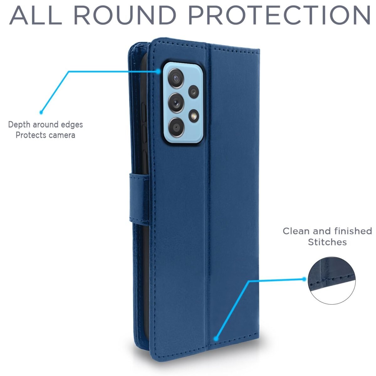 Samsung Galaxy A52 Vintage Flip Cover Leather Wallet Case & Cover Shockproof TPU Samsung Galaxy A52 (Blue)