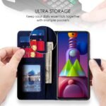 Shock Proof Flip Cover Back Case Cover for Oppo Reno 6 5G (Flexible | Leather Finish | Card Pockets Wallet & Stand | Blue)