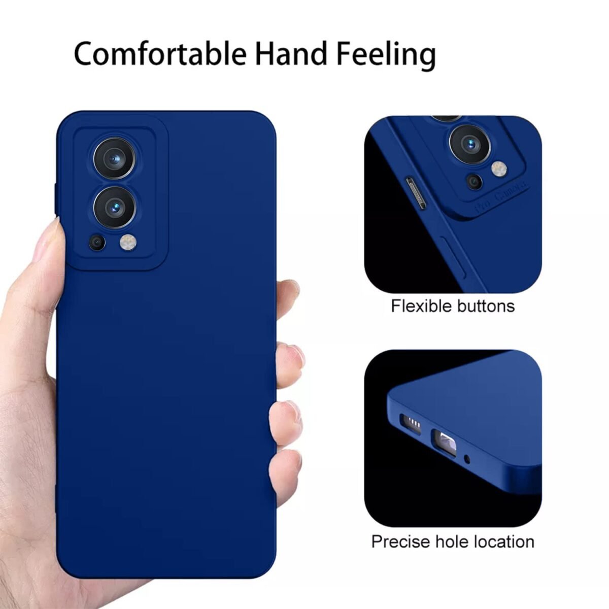 Oneplus Nord 2 5G Back Cover Soft Matte Liquid Silicone TPU | Camera Protection | Shockproof Slim Back Case for Oneplus Nord 2 5G (Blue)