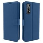 Realme 7 Flip Case Leather Finish | Inside TPU with Card Pockets | Wallet Stand and Shock Proof | Magnetic Closing | Complete Protection Flip Cover for Realme 7 (Blue)