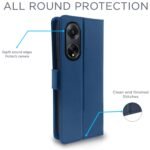 Oppo F23 5G Flip Cover Leather Finish | Inside TPU with Card Pockets | Wallet Stand and Shock Proof | Complete Protection Flip Case (Blue)