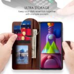 Shock Proof Flip Cover Back Case Cover for Oppo Reno 7 5G (Flexible | Leather Finish | Card Pockets Wallet & Stand | Chestnut Brown)