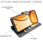 Flip Cover Leather Finish | Inside TPU with Card Pockets | Wallet Stand and Shock Proof | Complete Protection Flip Case for Realme C63 5G (Black)