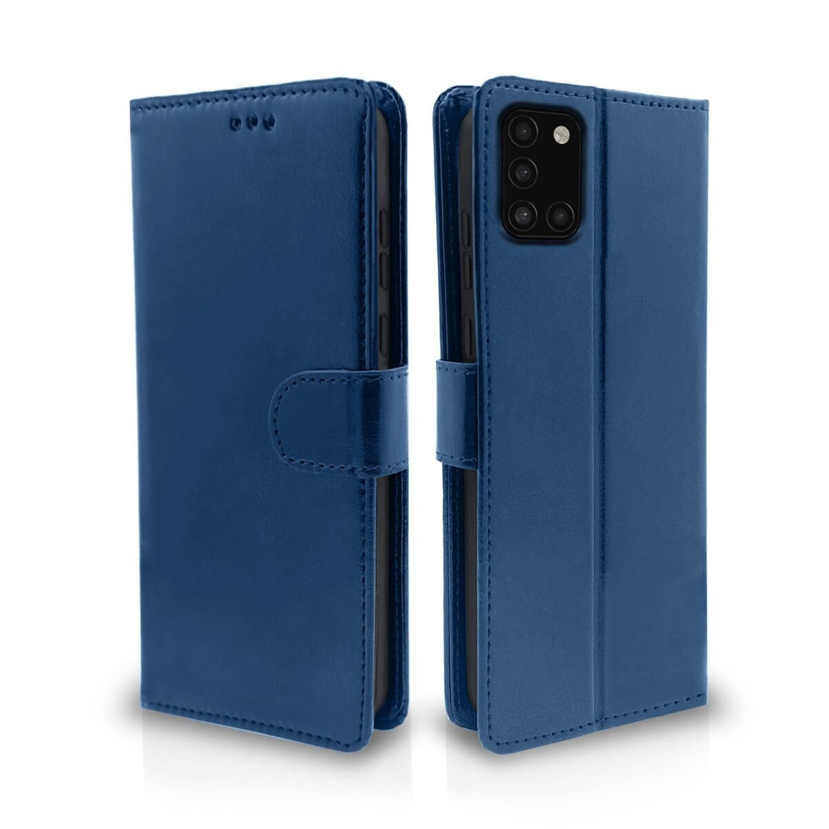 Samsung Galaxy A31 Flip Cover Magnetic Leather Wallet Case Shockproof TPU for Samsung Galaxy A31 (Blue)
