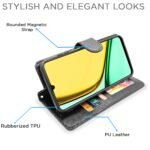 Flip Cover Leather Finish | Inside TPU with Card Pockets | Wallet Stand and Shock Proof | Complete Protection Flip Case for Realme C61 / Realme Narzo N61 (Black)