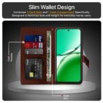 Shock Proof Flip Cover Back Case Cover for Oppo F27 5G (Flexible | Leather Finish | Card Pockets Wallet & Stand | Chestnut Brown)