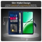 Shock Proof Flip Cover Back Case Cover for Oppo F27 5G (Flexible | Leather Finish | Card Pockets Wallet & Stand | Blue)