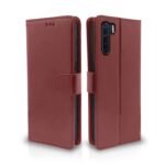 Flip Cover Leather Finish | Inside TPU with Card Pockets | Wallet Stand and Shock Proof | Complete Protection Flip Case for Oppo F15(Brown)