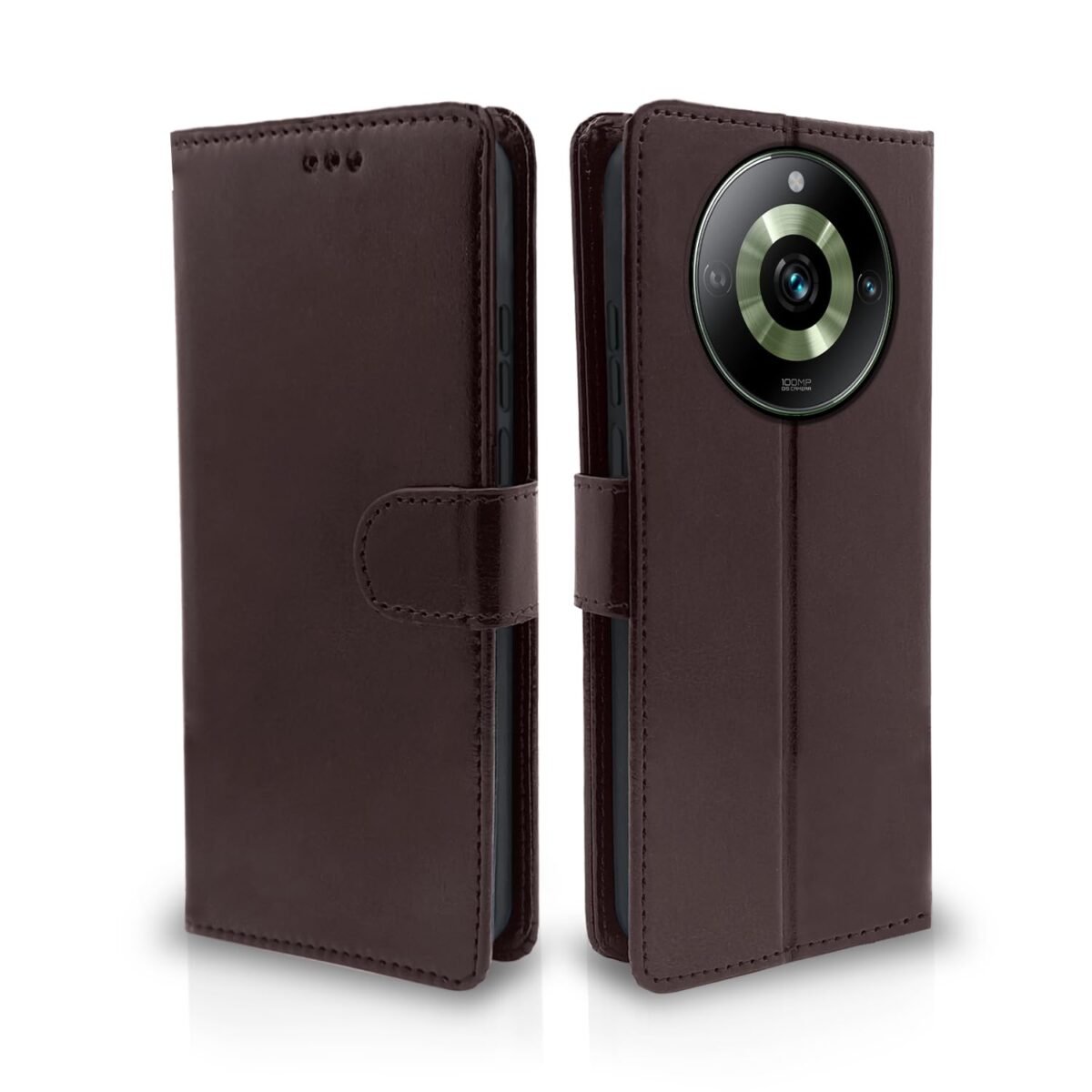 Realme 11 Pro / 11 Pro Plus 5G / Narzo 60 Pro 5G Flip Cover Leather Finish | Inside TPU with Card Pockets | Wallet Stand and Shock Proof | Complete Protection Flip Case (Coffee)