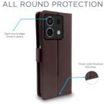 Redmi Note 13 5G Flip Cover Leather Finish | Inside TPU with Card Pockets | Wallet Stand and Shock Proof | Complete Protection Flip Case (Coffee)