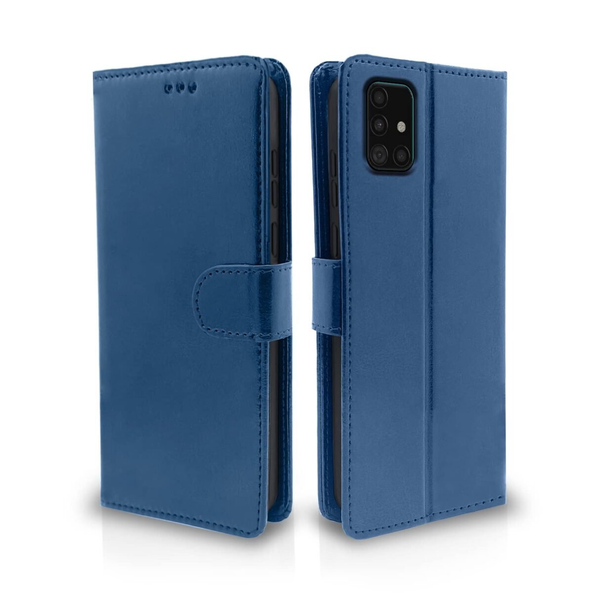Samsung Galaxy A51 Flip Cover Magnetic Leather Wallet Case Shockproof TPU for Samsung Galaxy A51 (Blue)