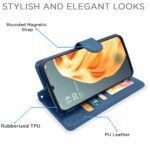 Flip Cover Leather Finish | Inside TPU with Card Pockets | Wallet Stand and Shock Proof | Complete Protection Flip Case for Oppo F15(Blue)