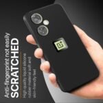 Soft Rubberised Back Cover for 1+ OnePlus Nord CE 3 Lite 5G | Inner Velvet Fabric Lining | Matte Silicone Flexible Camera Protection Back Case - Black