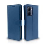 Realme C33 Flip Case Leather Finish | Inside TPU with Card Pockets | Wallet Stand and Shock Proof | Magnetic Closing | Complete Protection Flip Cover (Blue)