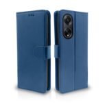 Oppo F23 5G Flip Cover Leather Finish | Inside TPU with Card Pockets | Wallet Stand and Shock Proof | Complete Protection Flip Case (Blue)