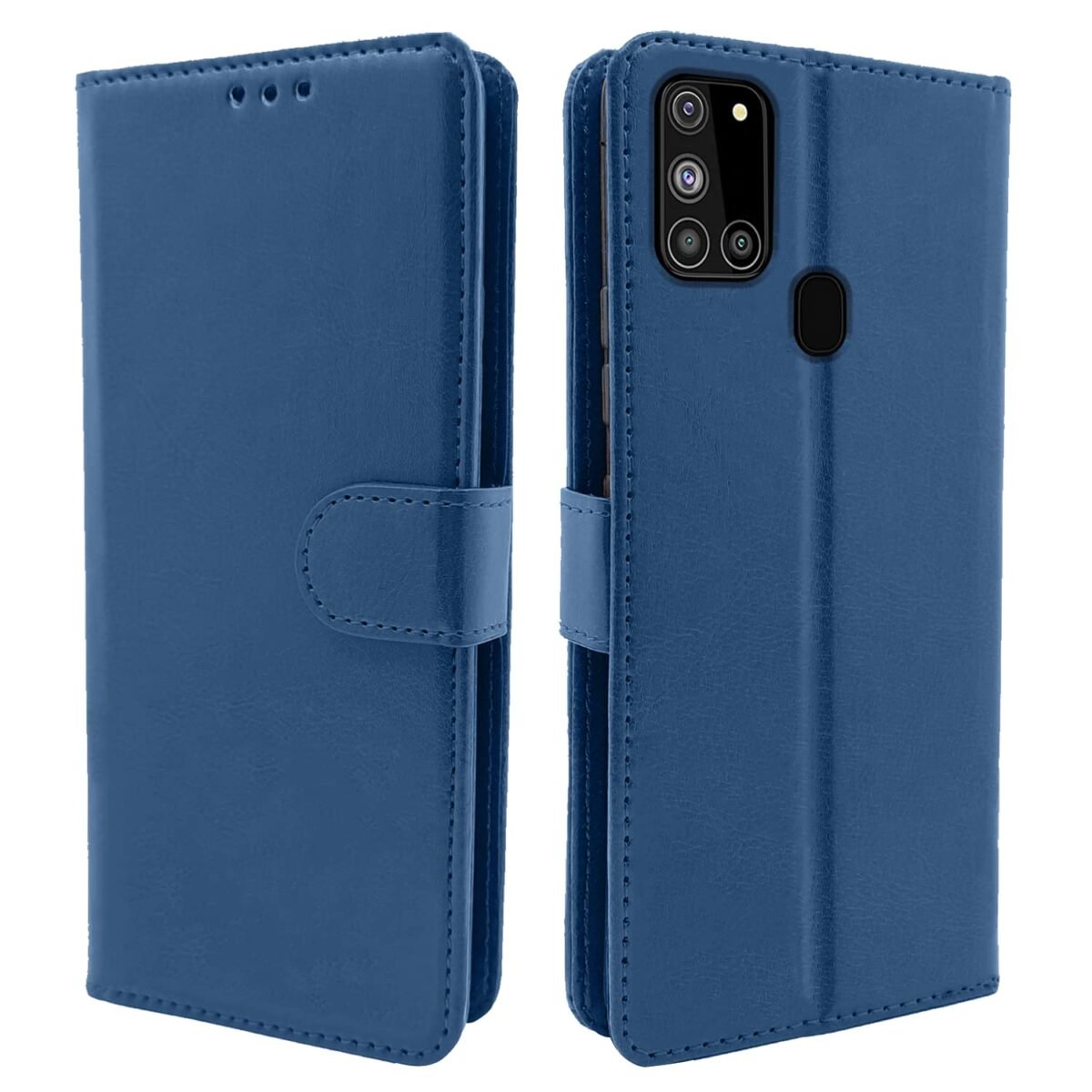 Samsung Galaxy A21s Flip Cover Magnetic Leather Wallet Case Shockproof TPU for Samsung Galaxy A21s (Blue)