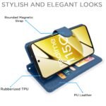 Realme 11 / 11X 5G / Narzo 60X 5G Flip Cover Leather Finish | Inside TPU with Card Pockets | Wallet Stand and Shock Proof | Complete Protection Flip Case (Blue)