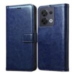 Flip Cover for Oppo Reno8 5G | Premium Leather Finish | Inbuilt Pockets & Stand | Flip Case for Oppo Reno8 5G (Blue)