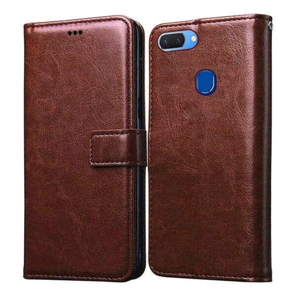 Flip Cover for Realme 2 | Premium Leather Finish | Inbuilt Pockets & Stand | Flip Case for Realme 2 (Brown)