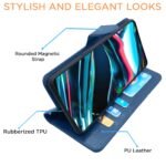 Realme 7 Pro Flip Case Leather Finish | Inside TPU with Card Pockets | Wallet Stand and Shock Proof | Magnetic Closing | Complete Protection Flip Cover for Realme 7 Pro (Blue)