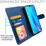 Realme 3 Pro Flip Cover Leather Finish | Inside TPU with Card Pockets | Wallet Stand and Shock Proof | Complete Protection Flip Case (Blue)