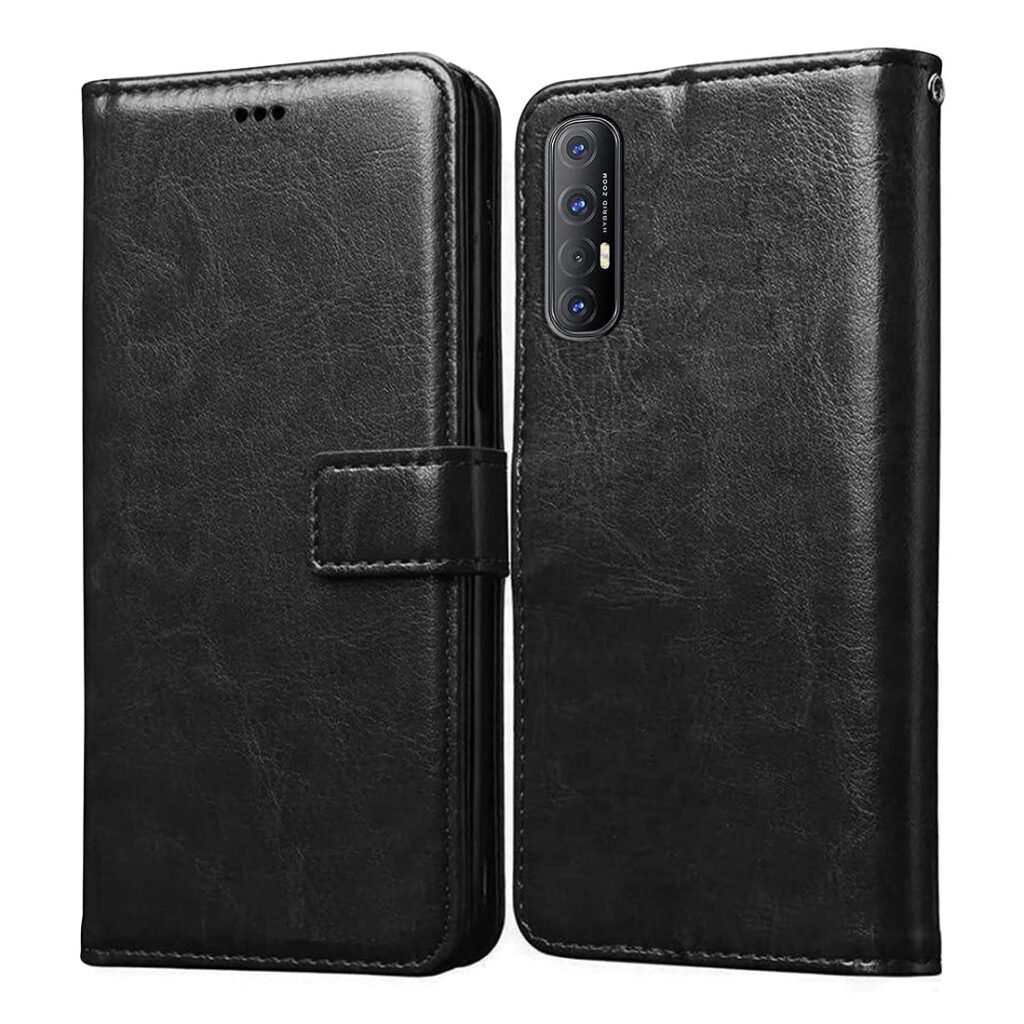 Flip Cover for Oppo Reno 3 Pro | Premium Leather Finish | Inbuilt Pockets & Stand | Flip Case for Oppo Reno 3 Pro (Black)