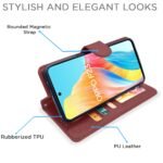 Oppo F23 5G Flip Cover Leather Finish | Inside TPU with Card Pockets | Wallet Stand and Shock Proof | Complete Protection Flip Case (Brown)