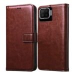 Flip Cover for Oppo F17 | Premium Leather Finish | Inbuilt Pockets & Stand | Flip Case for Oppo F17 (Brown)