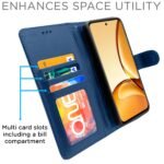 Flip Cover Leather Finish | Inside TPU with Card Pockets | Wallet Stand and Shock Proof | Complete Protection Flip Case for Realme C63 5G (Blue)