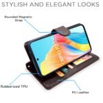 Oppo F23 5G Flip Cover Leather Finish | Inside TPU with Card Pockets | Wallet Stand and Shock Proof | Complete Protection Flip Case (Coffee)