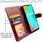 Realme C11 Flip Case Leather Finish | Inside TPU with Card Pockets | Wallet Stand and Shock Proof | Magnetic Closing | Complete Protection Flip Cover for Realme C11 (Brown)